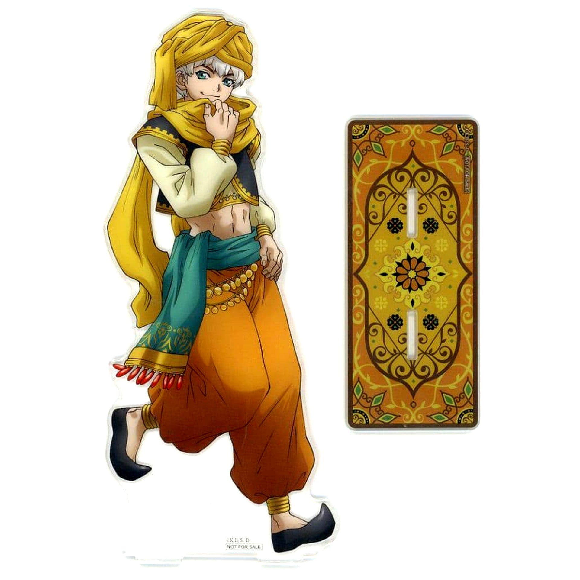 Ukyo Saionji Dr. STONE BIG Acrylic Stand Prize-Included Happiness Button Badge BOX Arabian Winning Prize D [USED]