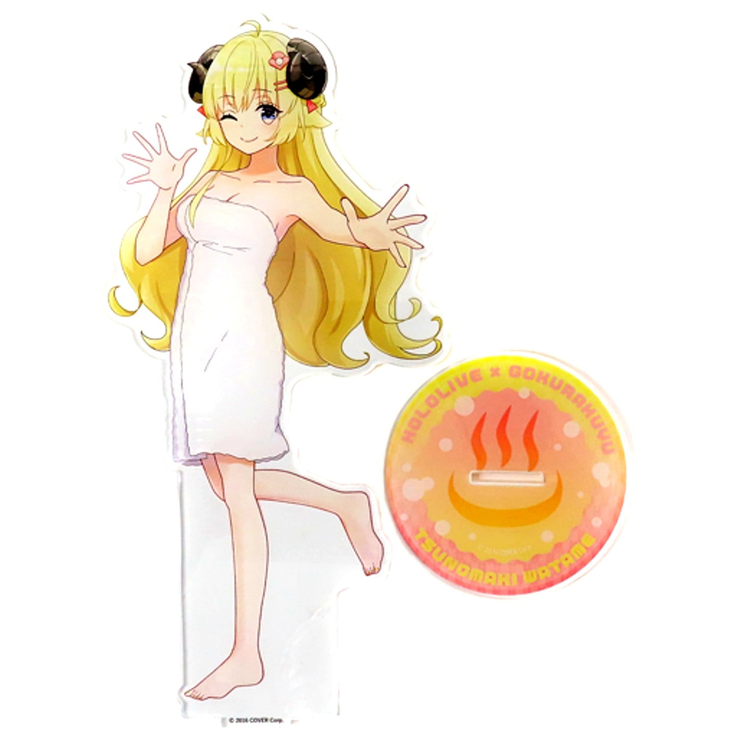 Tsunomaki Watame After Bath Ver. BIG Acrylic Stand VTuber Hololive x Gokurakuyu RAKU SPA Collaboration 2nd Furo Life Gokurakuyu Online Shop Limited [USED]