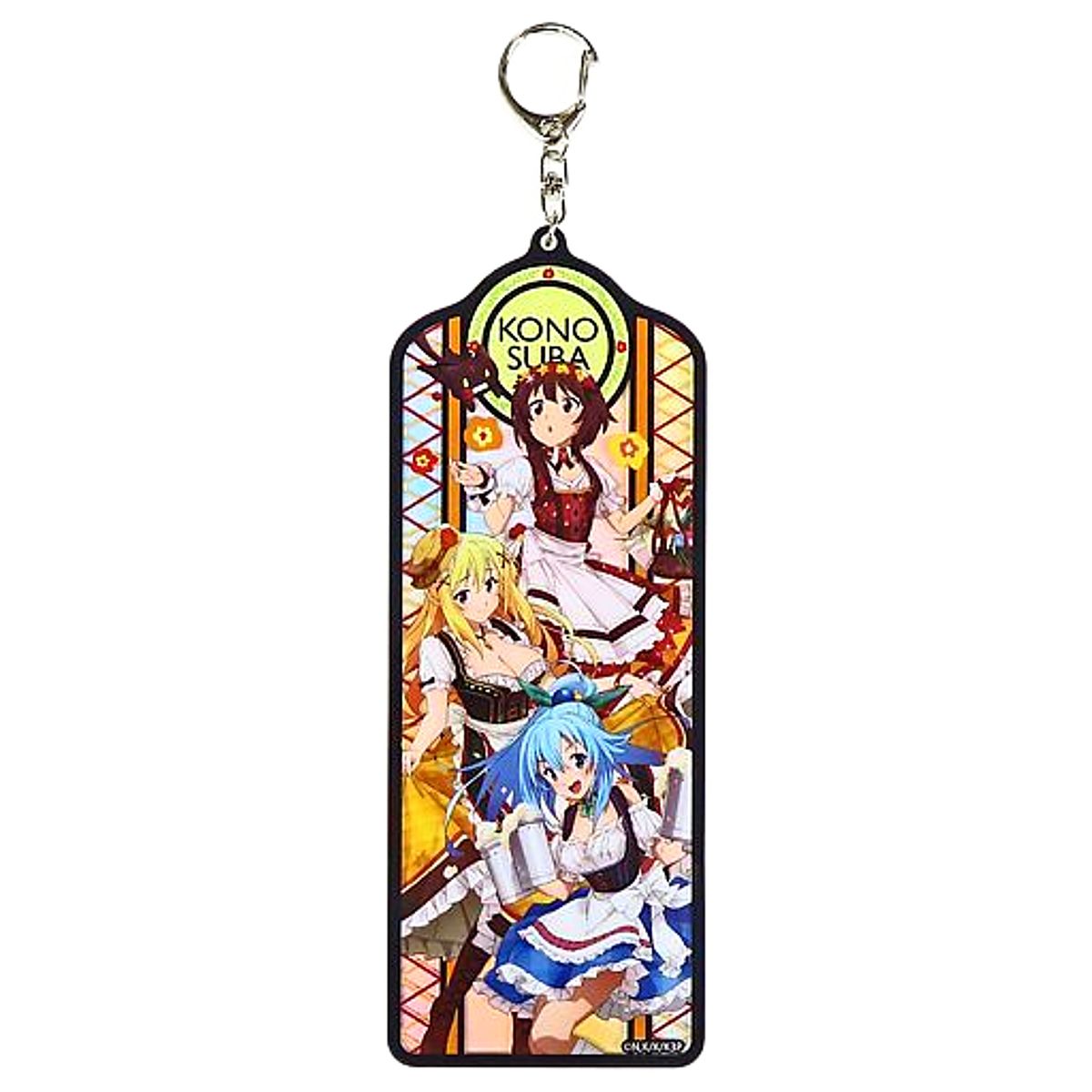 KonoSuba: God's Blessing on This Wonderful World! Aqua & Others Stained Glass Bromide with Winning Prize Dirndl Ackey Grande Star Prize Keychains [USED]