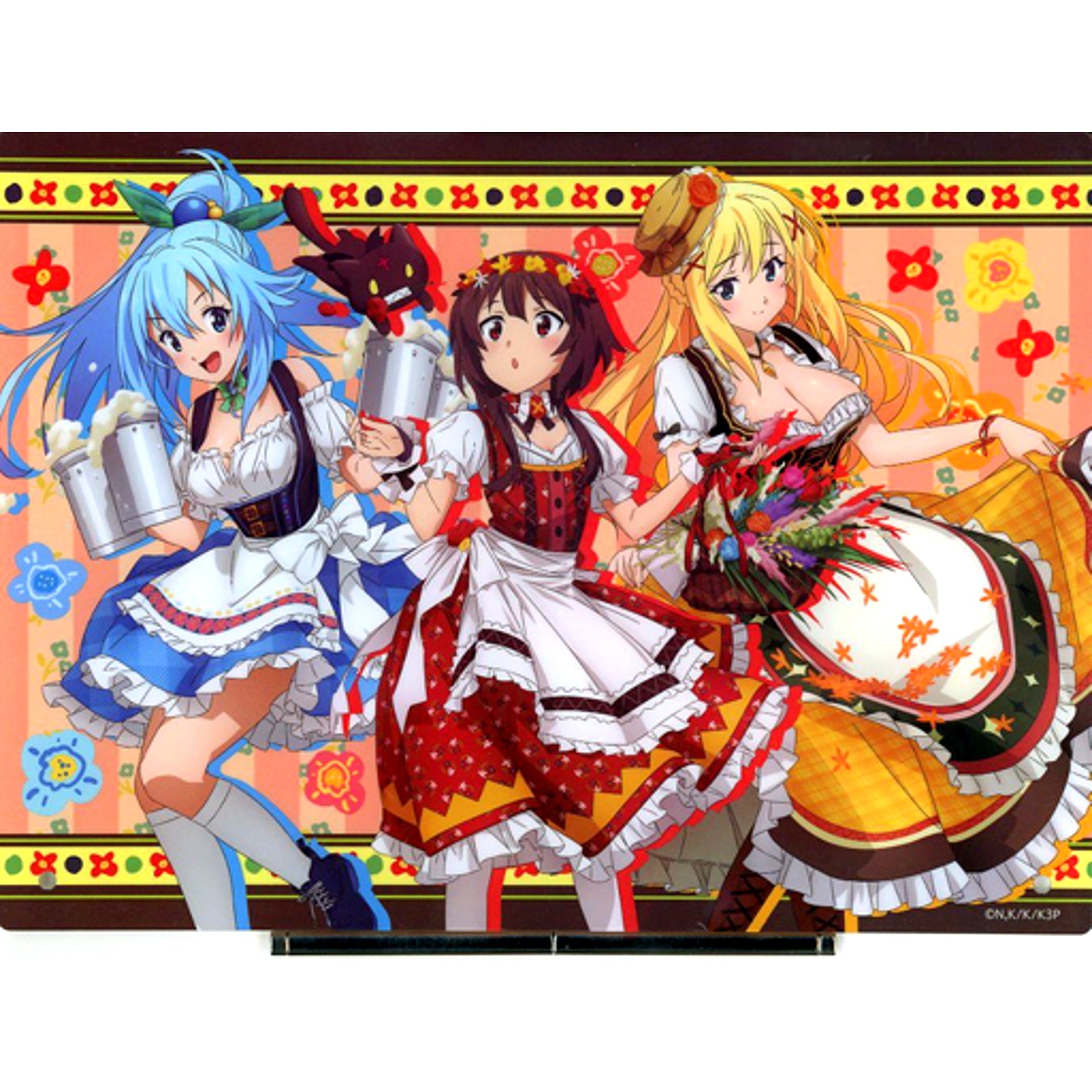 Aqua & Megumin & Darkness W Star Prize Acrylic Art Board Bromide with Prize! Dirndl KonoSuba: God's Blessing on this Wonderful World! [USED]