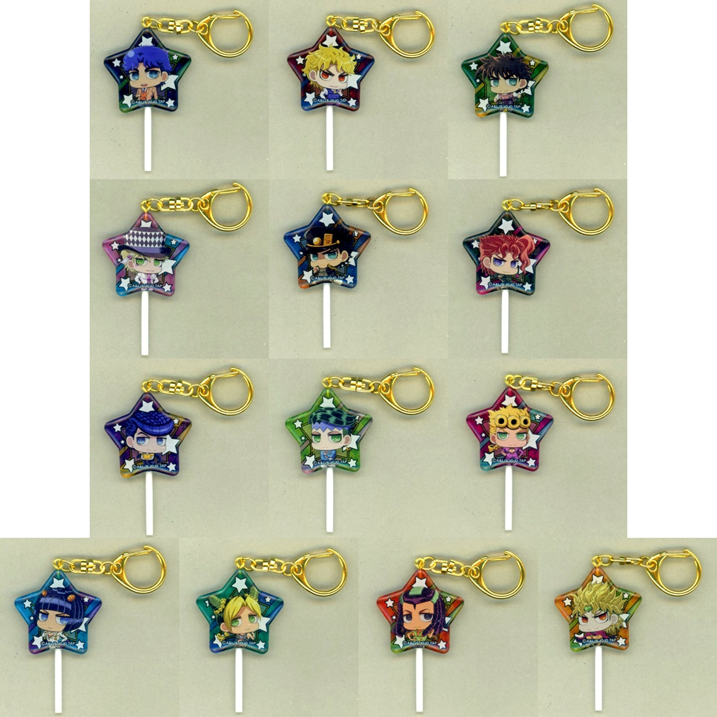 Set of 13 Jojos Bizarre Adventure JOJO WORLD2 Candy Style Acrylic Keychain [USED]