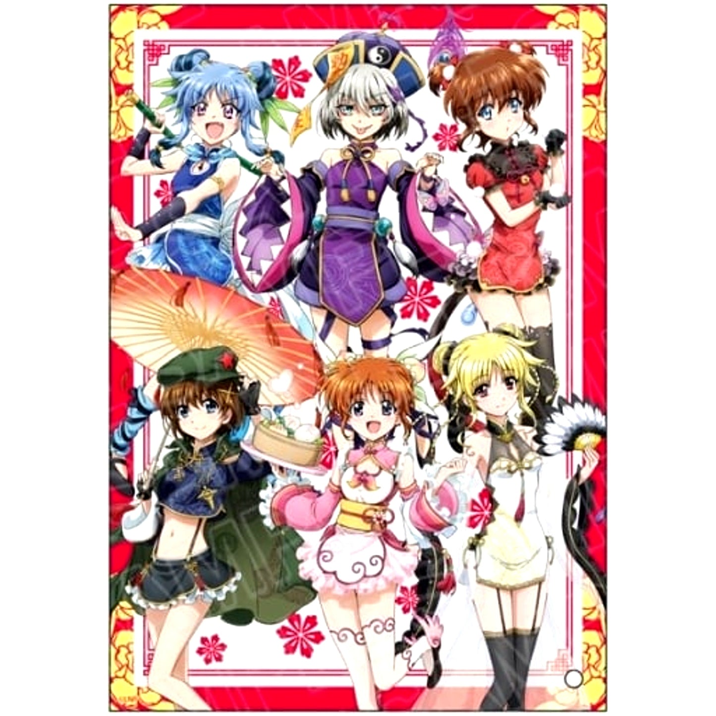 Group Chinese Dress Ver. Mini Acrylic Art Magical Girl Lyrical Nanoha Series [USED]