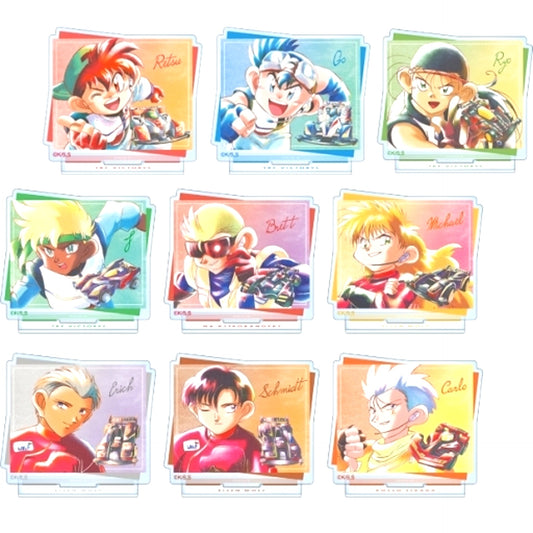 Set of 9 Bakusou Kyoudai Lets & Go!! Trading Ani-Art aqua label Acrylic Stand [USED]