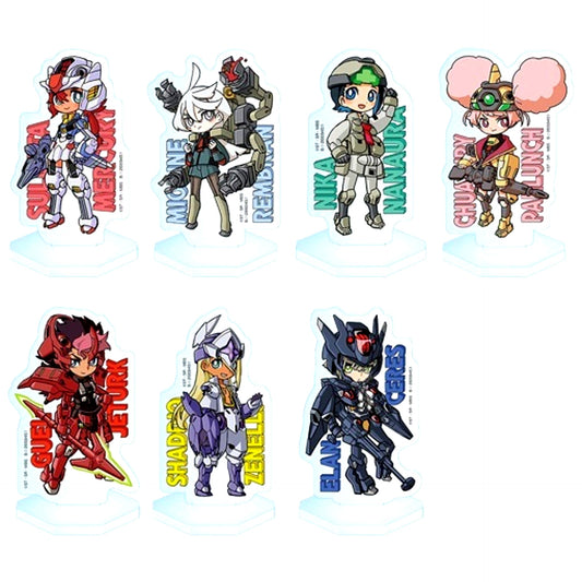 Set of 7 Mobile Suit Gundam The Witch from Mercury Mecha Gurumi Acrylic Stand [USED]