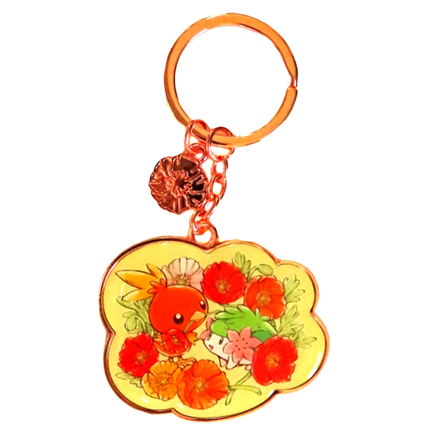Torchic & Shaymin Awake Pokemon Metal Key Ring Collection Fleur de Coquelicot Pokemon Center Limited [USED]