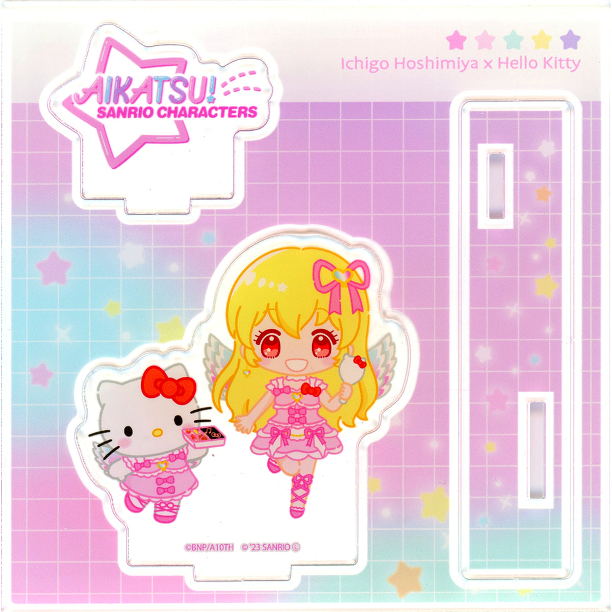01 Ichigo Hoshimiya x Hello Kitty Mini Character Illustration Acrylic Figure Plate Aikatsu! x Sanrio Characters [USED]
