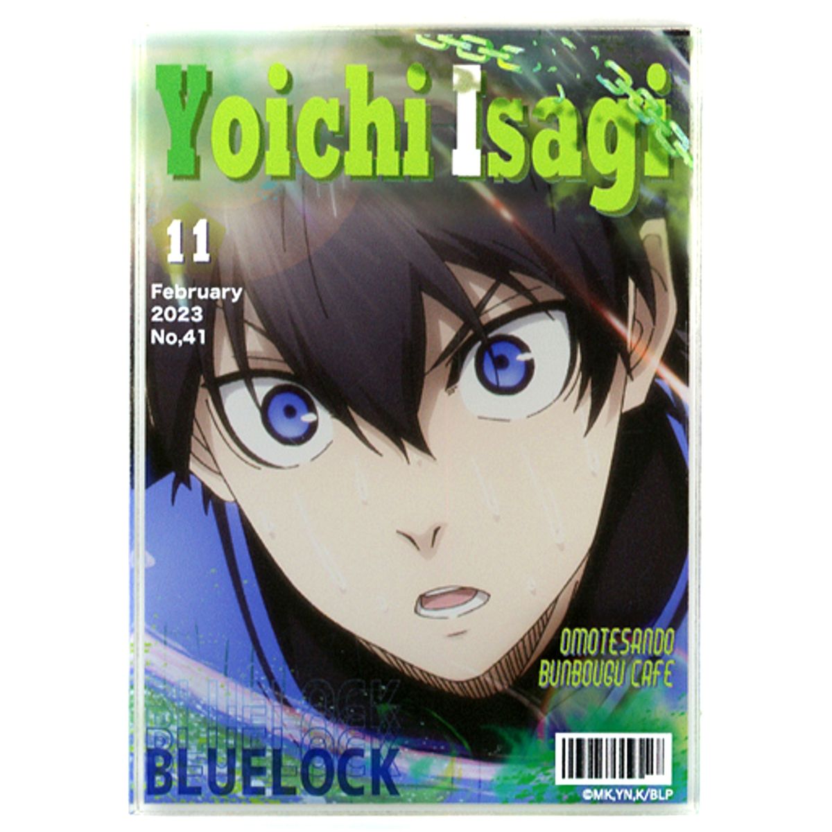 Yoichi Isagi Ego Magazine Motif Acrylic Block Blue Lock x Bunbougu Cafe [USED]