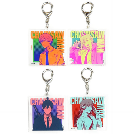 Chainsaw Man Denji & Others Acrylic Keychain MAPPA TSUTAYA Chainsaw Man Mini Animation Artwork Exhibition Limited All 4 Types Set Keychains [USED]