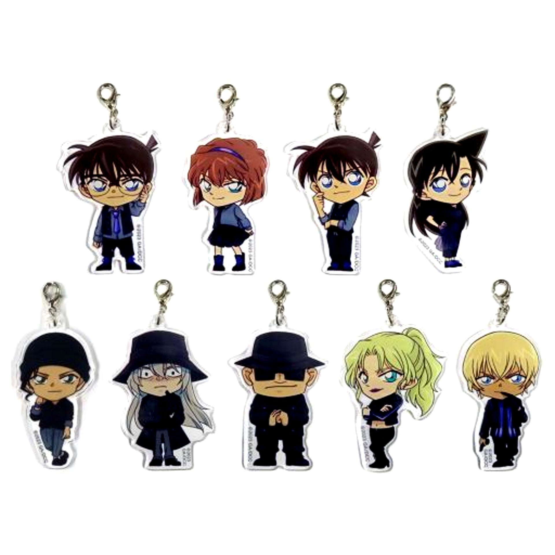 Set of 9 Detective Conan Black Iron Submarine Acrylic Charm Collection Movie Goods [USED]