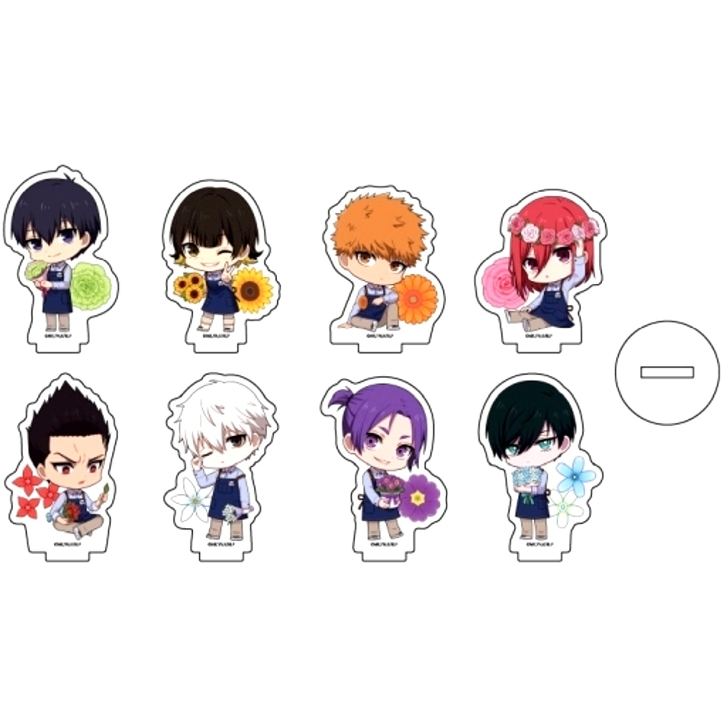 Set of 8 05. Flower Ver. Blue Lock Mini Character Illustration Acrylic Petit Stand [USED]