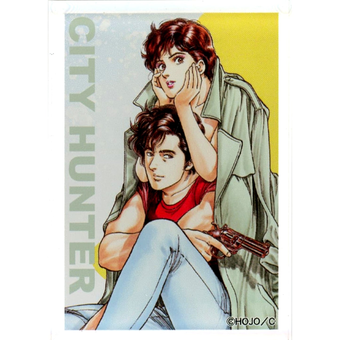 Ryo Saeba & Kaori Makimura City Hunter Blind Mini Acrylic Block Chin on Hand [USED]