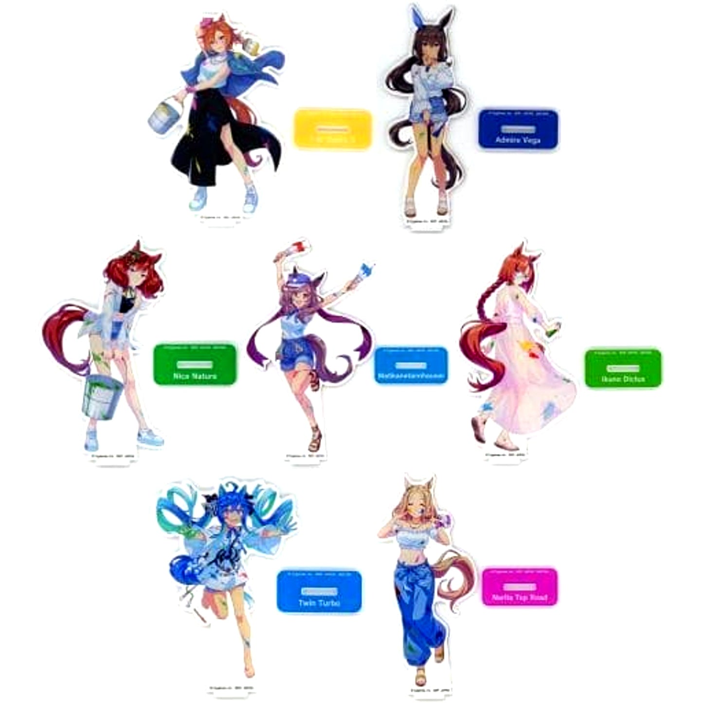 Uma Musume Pretty Derby NAMCO Promotion SECOND All 7 Types Set Stand Attached Big Acrylic Plate Painter Style Vol.2 [USED]