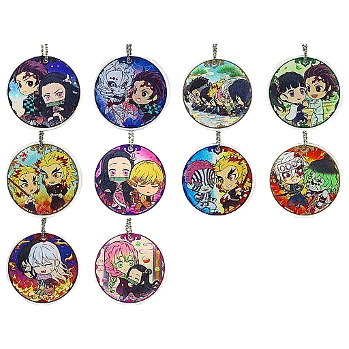 Acrylic Charms, etc. Demon Slayer: Kimetsu no Yaiba Ichiban Kuji Iza Katanakaji no Sato e Kyun Chara Illustrations Acrylic Charms Prize F All 10 Types Set Charm [USED]