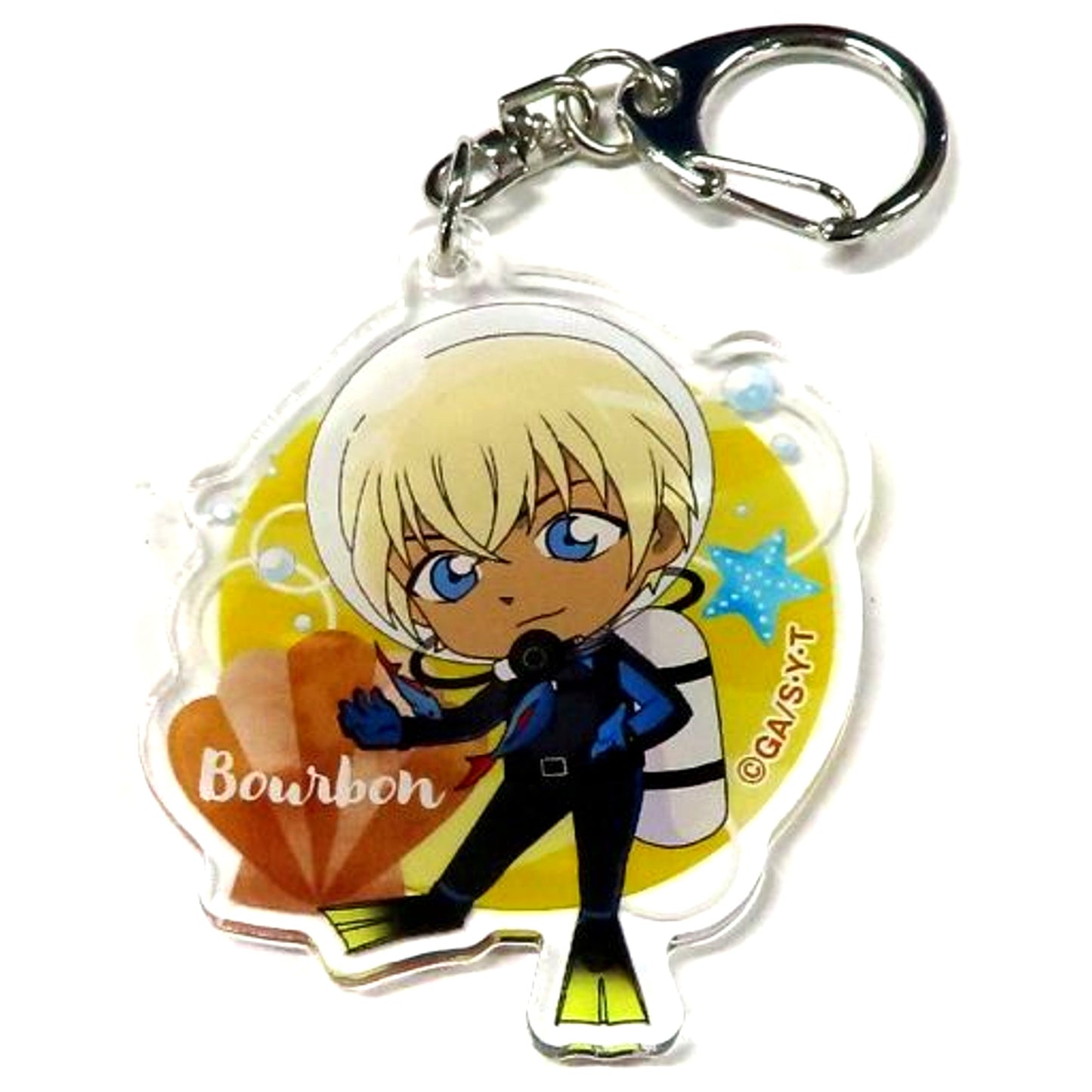 Bourbon Detective Conan Black Iron Submarine Trading Acrylic Keychain Diver Release Commemorative Fair in Hands [USED]