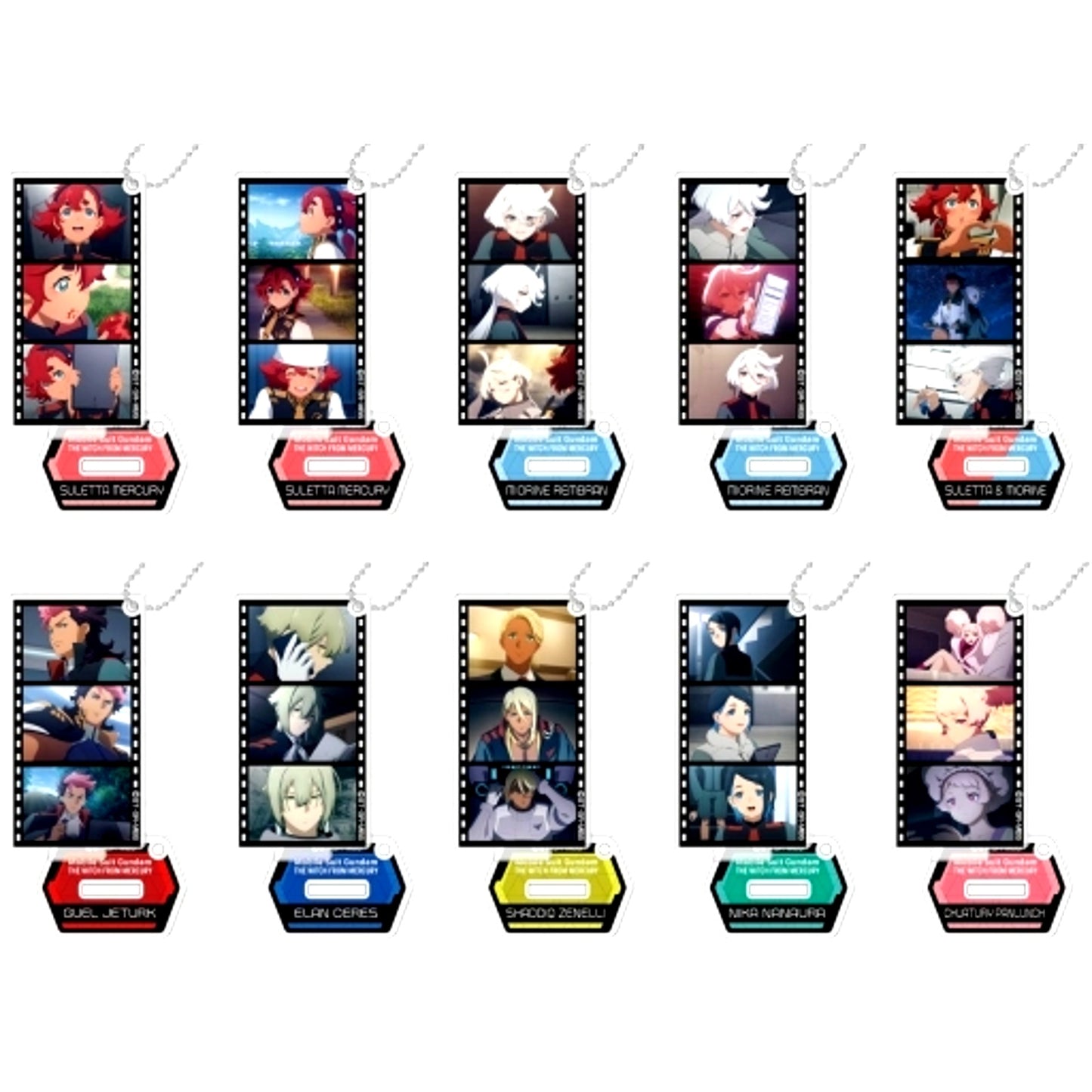 Set of 10 Mobile Suit Gundam The Witch from Mercury Famous Scene Acrylic Stand Keychain [USED]