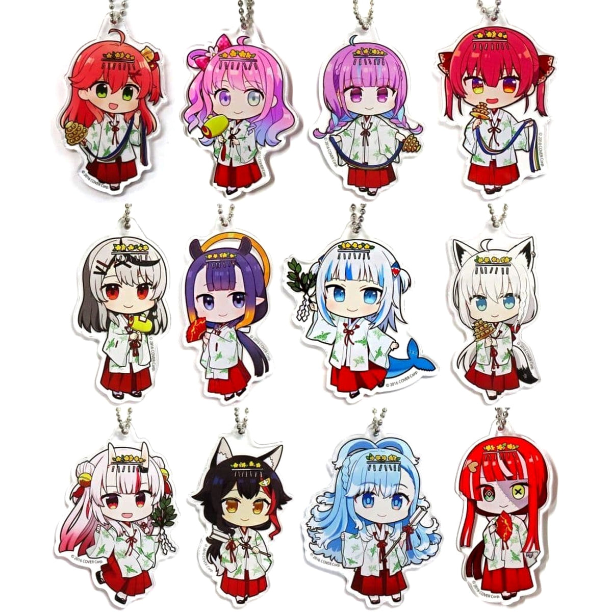 VTuber Hololive Sakura Miko & Others Priestess Outfit Ver. All 12 Types Set Chibi Chara Trading Acrylic Keychain Kanda Festival & Atre Akihabara Hololive Kanda Festival 2023 Exclusive Keychains [USED]