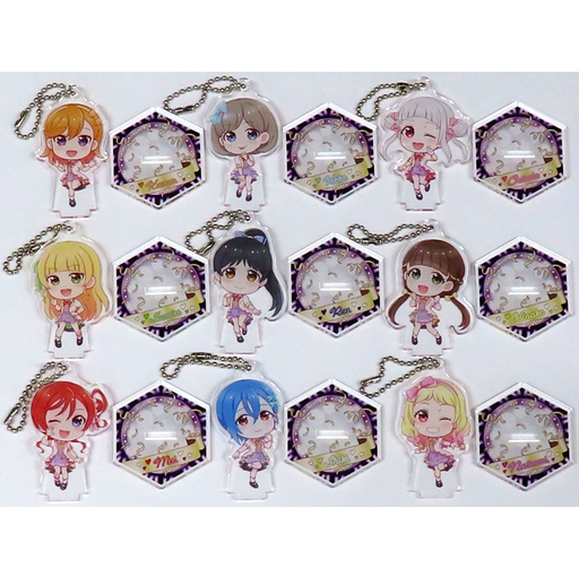 Set of 9 Liella! SIF2 Idol Outfit Deformed Love Live! School Idol Festival GiGO Collabo Cafe SIF Series 10th Anniv Deformed Acrylic Keychain with Stand [USED]