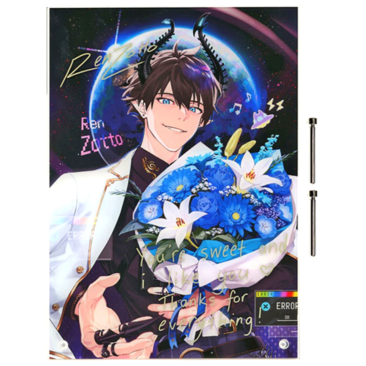 Ren Zotto Replica Autograph Message Acrylic Panel Virtual YouTuber Nijisanji 2023 Birthday Bonus [USED]