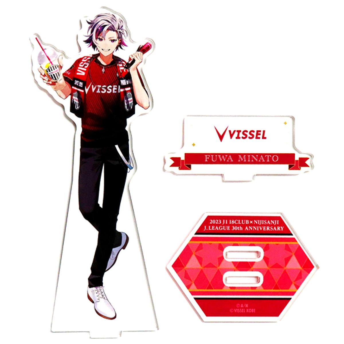 Fuwa Minato Virtual YouTuber Nijisanji Rakuten Collection Acrylic Stand Vissel Kobe 2023 J1 18 Clubs x Nijisanji C Pattern B-15 Prize [USED]