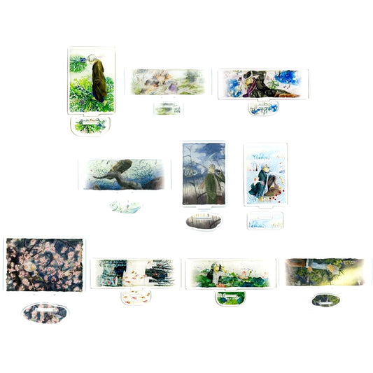 Set of 10 Mushishi C Prize Oshichare Kuji Art Acrylic Stand [USED]