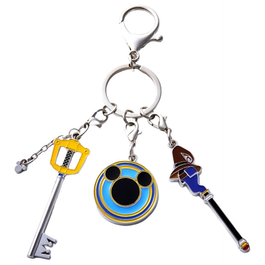 Kingdom Chain The Mage's Staff Knight's Shield Kingdom Hearts Metal Keychain [USED]