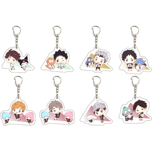 Haikyu!! x Sanrio Characters Acrylic Keychain 02 Mini Chara Illust Set of 8 [USED]
