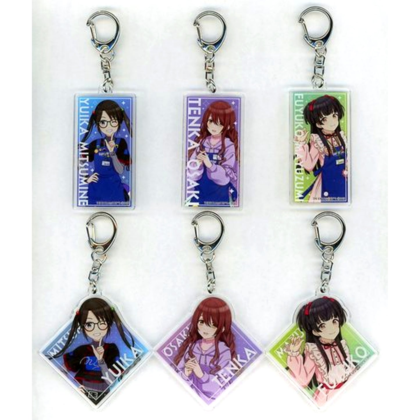 Set of 6 The Idolm@ster Shiny Colors Trading Acrylic Keychain Village Vanguard [USED]