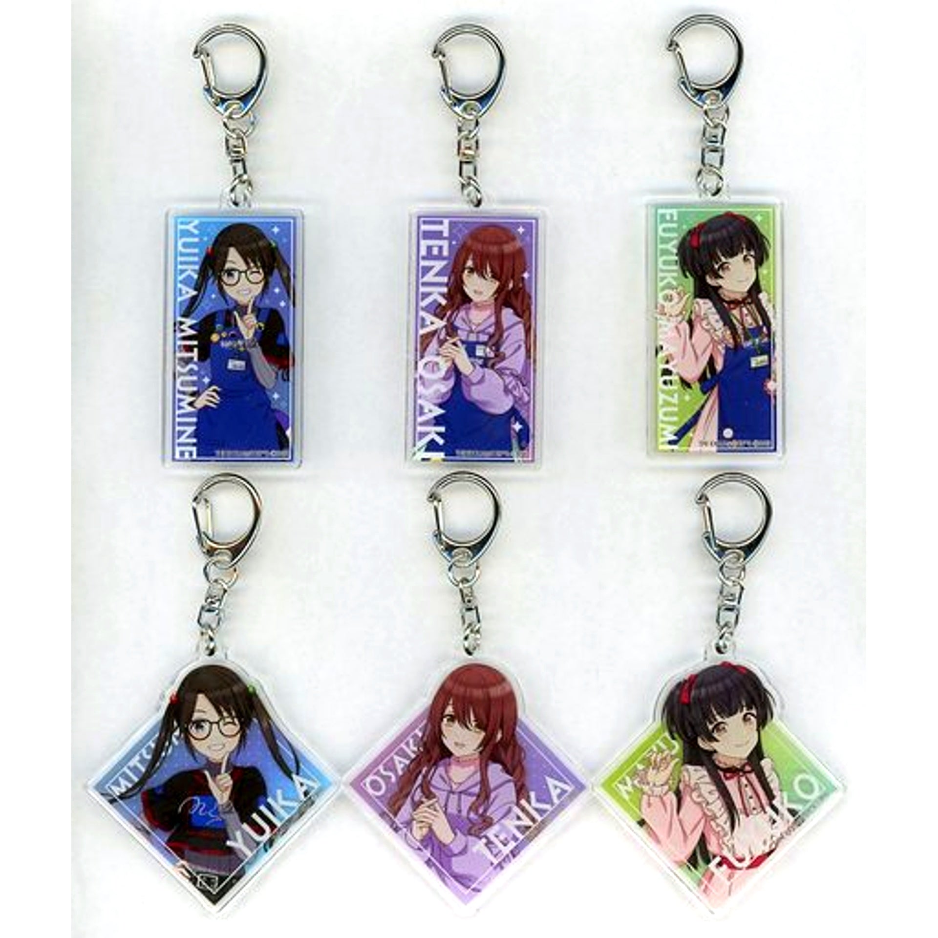 Set of 6 The Idolm@ster Shiny Colors Trading Acrylic Keychain Village Vanguard [USED]