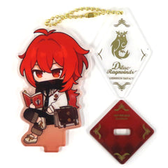 Genshin Diluc Reading Acrylic Keychain Bonus for Purchasing Eligible Items from the Character Image Apparel Series Keychains [USED]