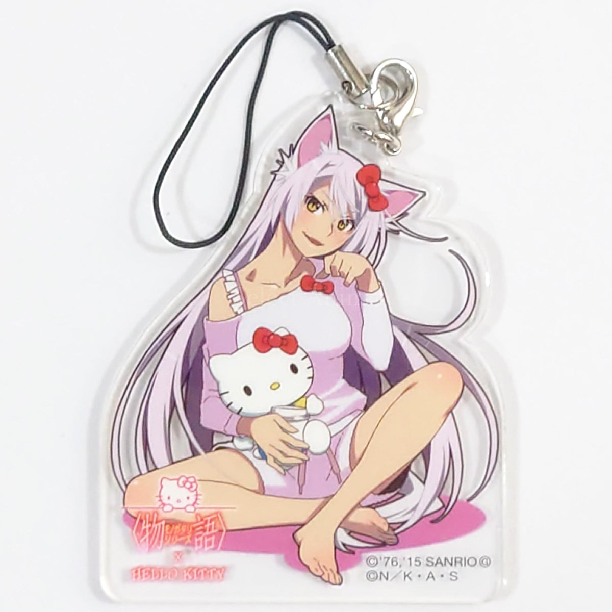 Monogatari Series X Hello Kitty Black Hanekawa Capsule Kuji Sanrio Atsumete Acrylic Strap Acrylic Strap Prize Keychains [USED]