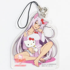 Monogatari Series X Hello Kitty Black Hanekawa Capsule Kuji Sanrio Atsumete Acrylic Strap Acrylic Strap Prize Keychains [USED]