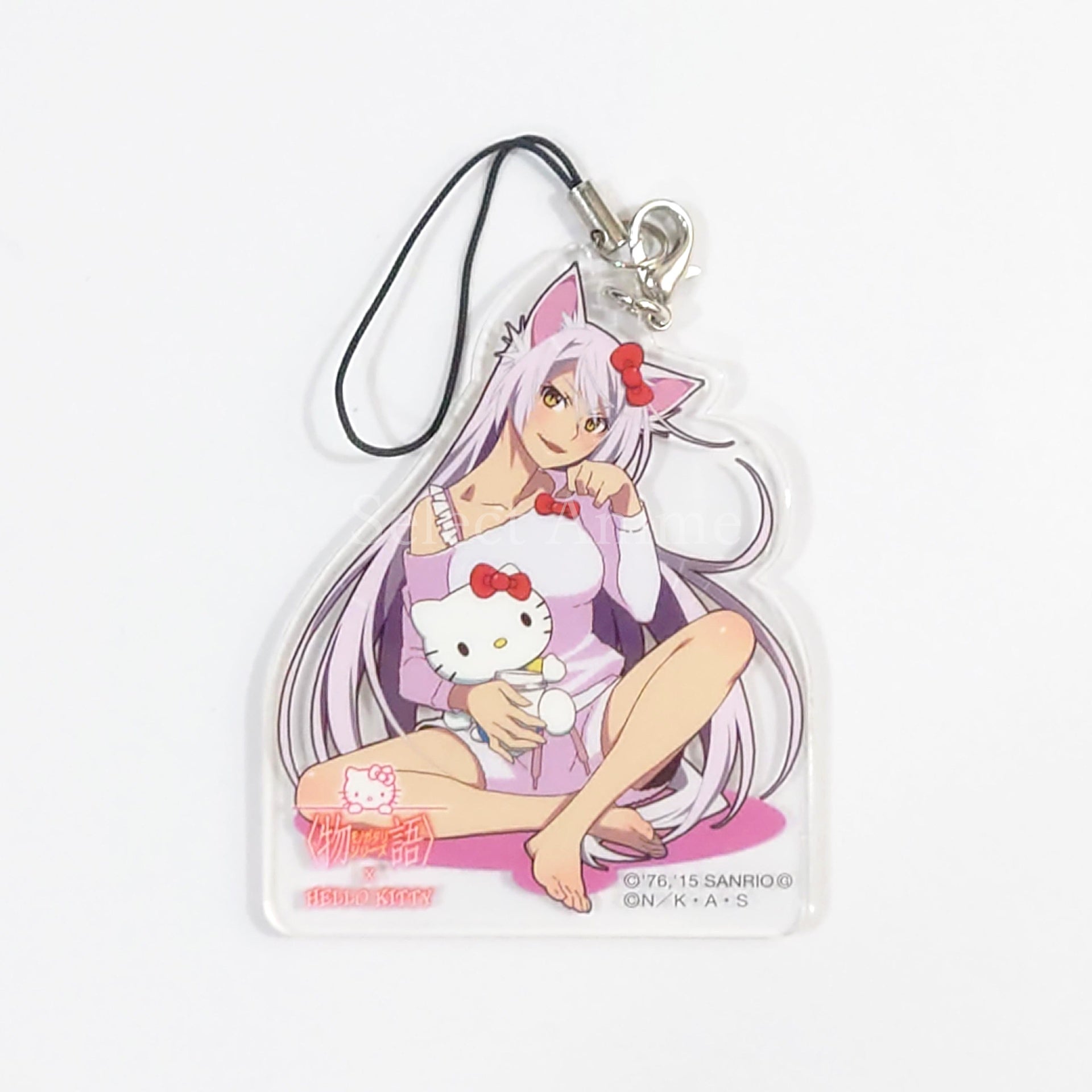 Monogatari Series X Hello Kitty Black Hanekawa Capsule Kuji Sanrio Atsumete Acrylic Strap Acrylic Strap Prize Keychains [USED]
