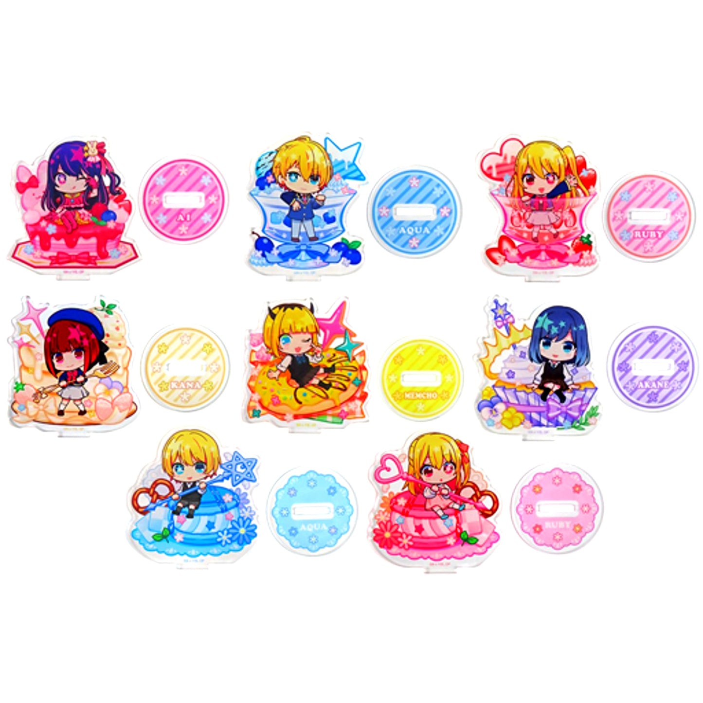 Set of 8 Oshi no Ko Trading Mini Character Acrylic Stand Figure Sweets Ver. [USED]