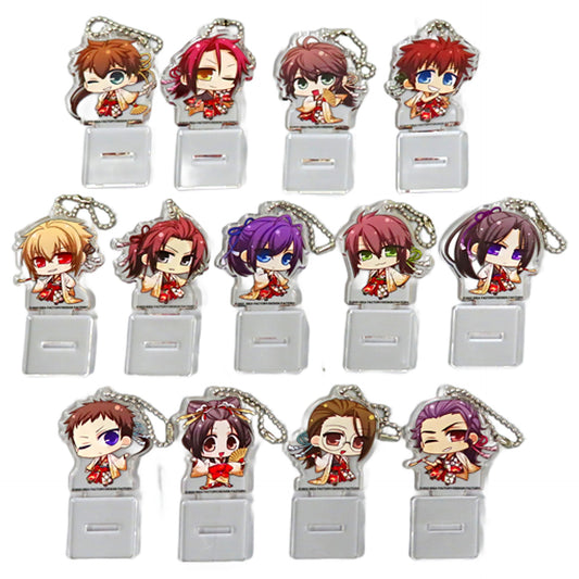 Hakuouki Shinkai: Manyou no Shou Heisuke Todo & Others Newly Drawn Chibi Character Acrylic Stand Keychain Switch Software Special Stella Set Included Bonus Set of 13 Keychains [USED]