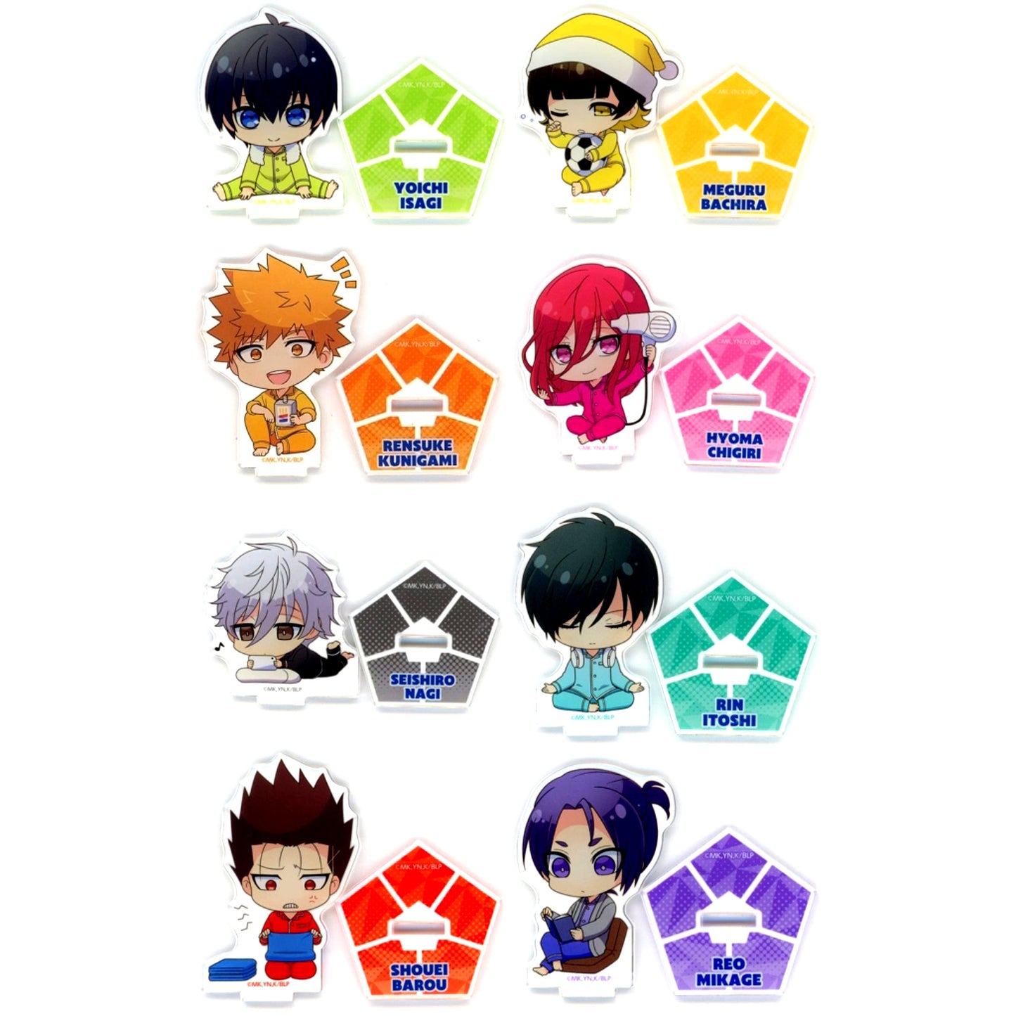 Set of 8 Chibi Character Ver. Blue Lock POP UP SHOP in Narita Anime Deck / Da Vinci Store Trading Acrylic Stand [USED]