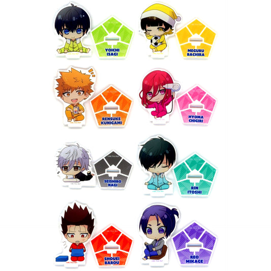 Set of 8 Chibi Character Ver. Blue Lock POP UP SHOP in Narita Anime Deck / Da Vinci Store Trading Acrylic Stand [USED]