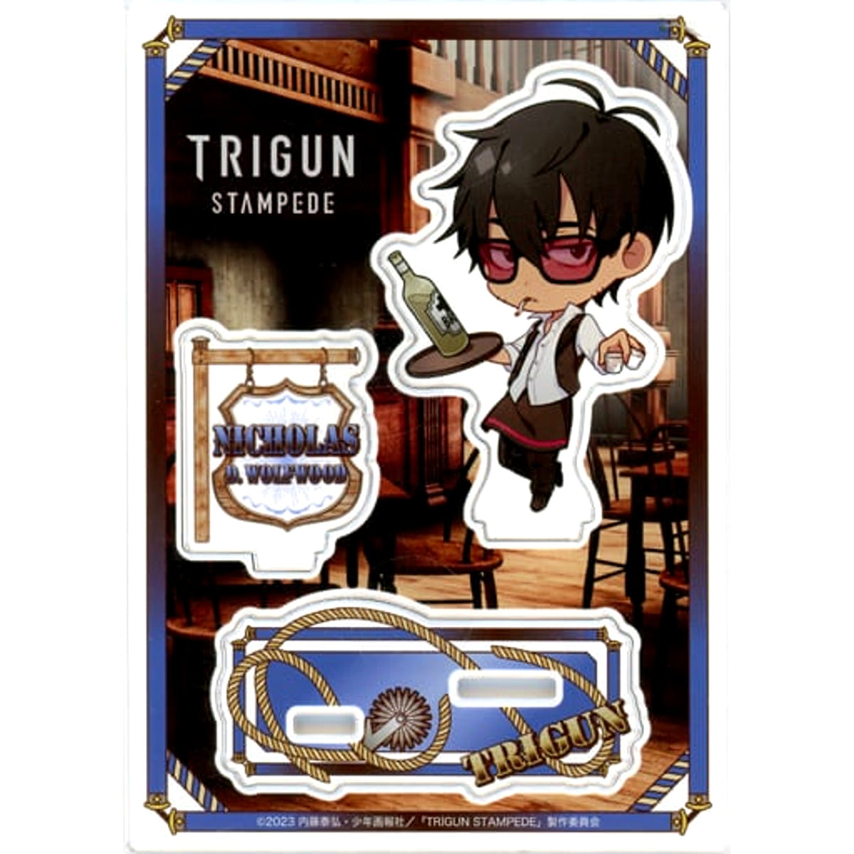 TRIGUN STAMPEDE Nicholas D. Wolfwood Acrylic Figure Stand Saloon Ver. Chugai Grace Cafe Limited Acrylic Item [USED]
