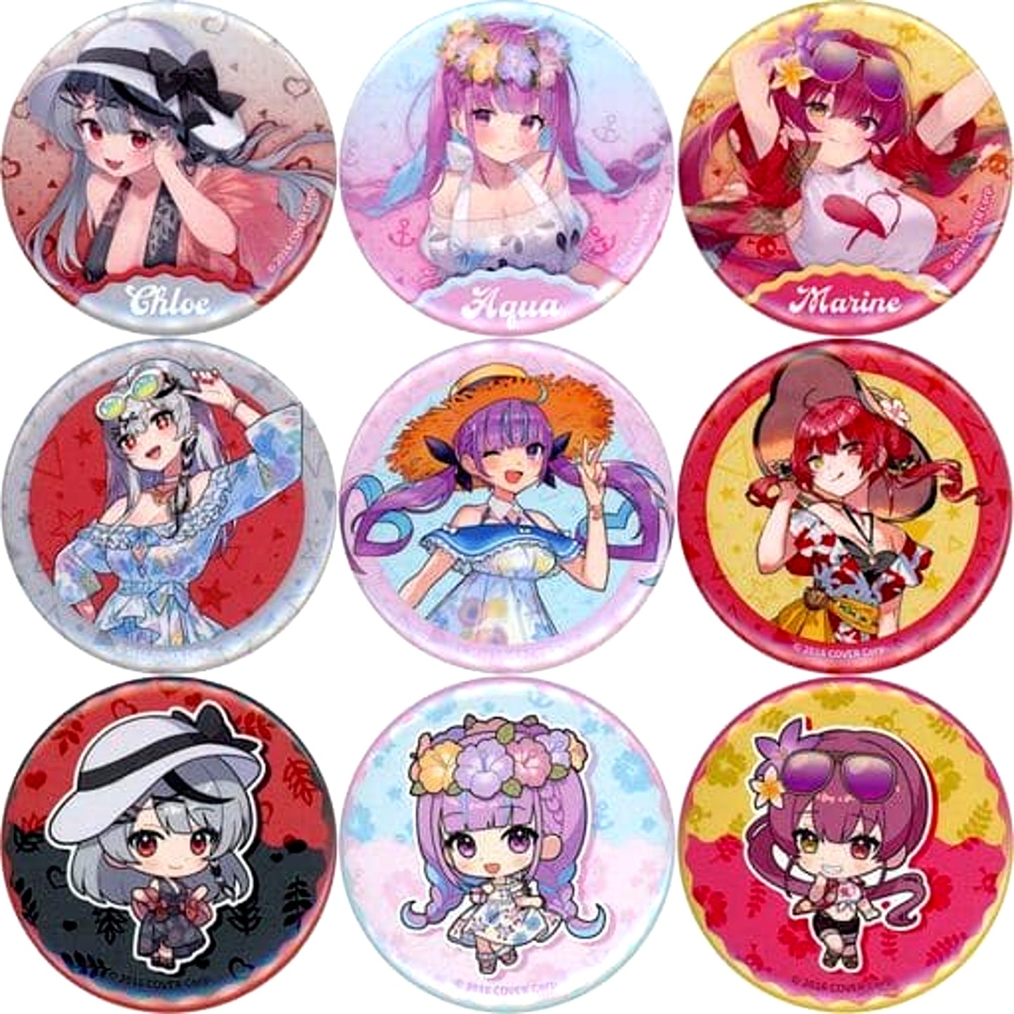 Virtual YouTuber hololive UMISEA in Sunshine City Trading Button Set of 9 [USED]