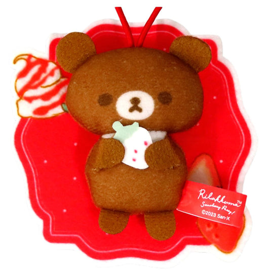 Rirakkuma Chiroikoguma Strawberry Party Motif Petanko Mascot Keychains [USED]