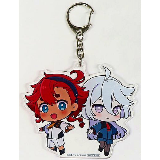 Suletta & Miorine Mobile Suit Gundam The Witch from Mercury Animate Drawn SD Illustration Acrylic Keychain BD/DVD Vol.1-2 Bonus [USED]