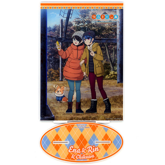 Rin Shima & Ena Saito Laid-Back Camp The Movie Blu-ray Collectors Edition Yodobashi Camera Bonus Illustration Acrylic Stand [USED]
