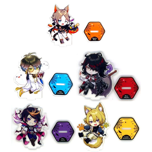 Set of 5 Virtual YouTuber Nijisanji NIJISANJI EN Luxiem x KIRABASE Halloween Collaboration Cafe Taiwan Exclusive Mini Character Acrylic Stand [USED]