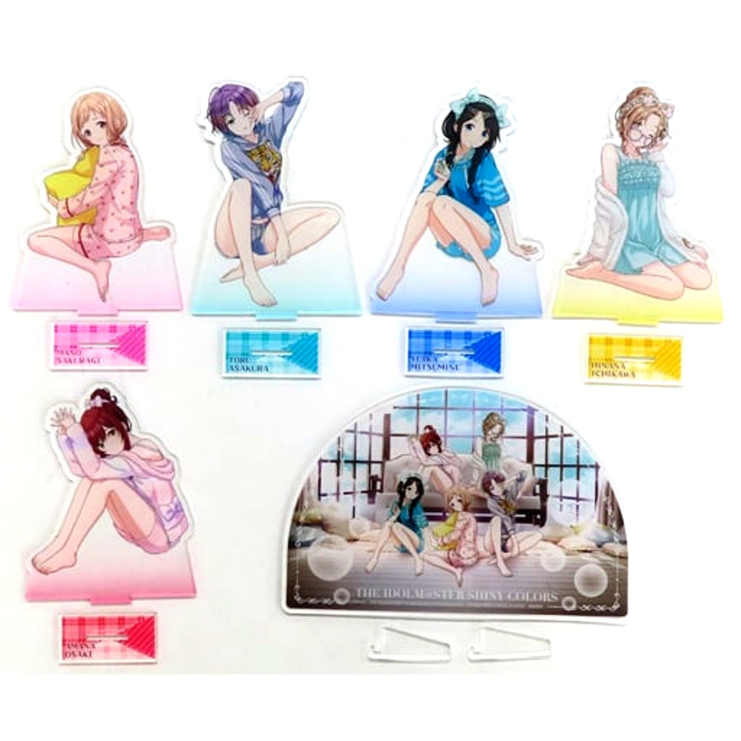 Set of 6 THE IDOLM@STER SHINY COLORS Mega Acrylic Plate with Stand Private Dress Down Namco Limited [USED]