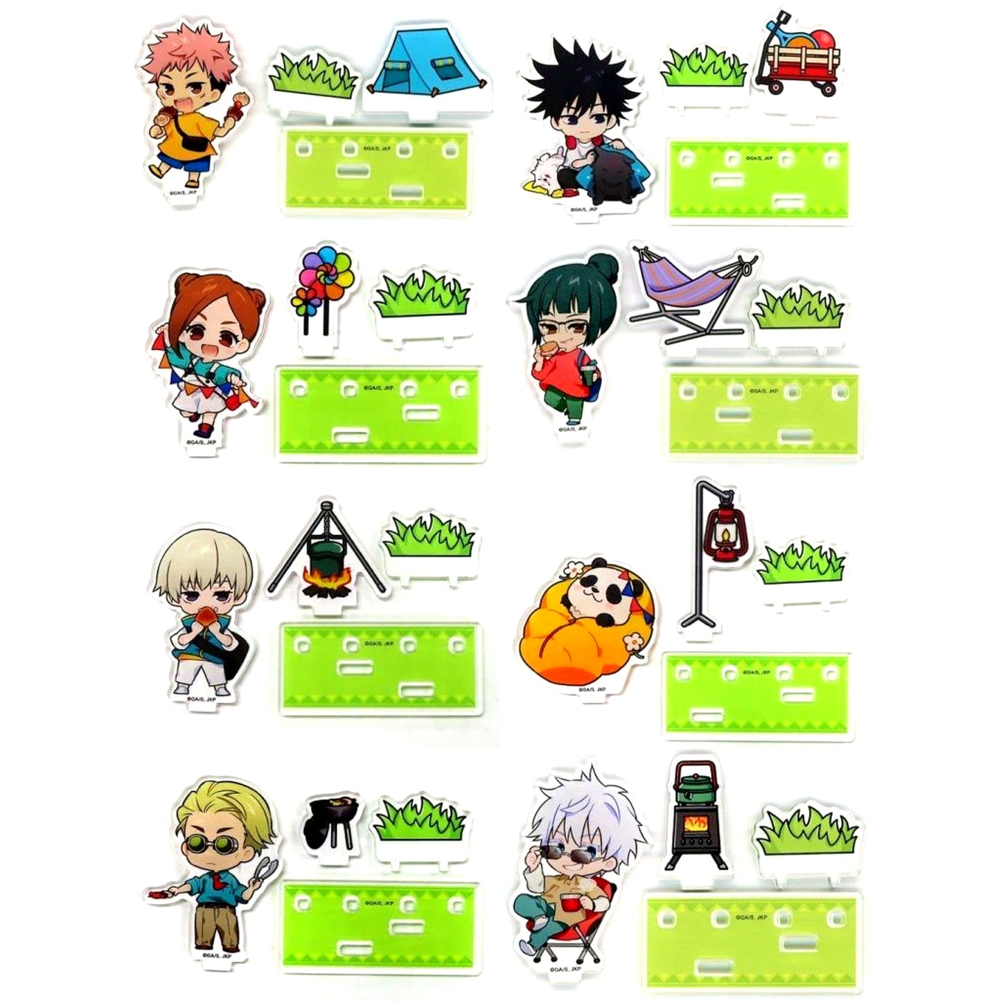 Set of 8 Acrylic Diorama Marukuji Jujutsu Kaisen Let's Go Camping! Daikichi [USED]