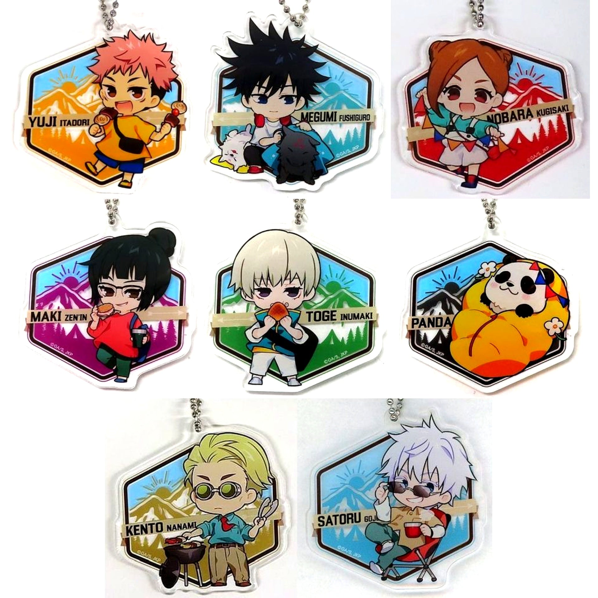 Set of 8 Kichi Jujutsu Kaisen Marukuji Let's Go Camping! Acrylic Keychain [USED]