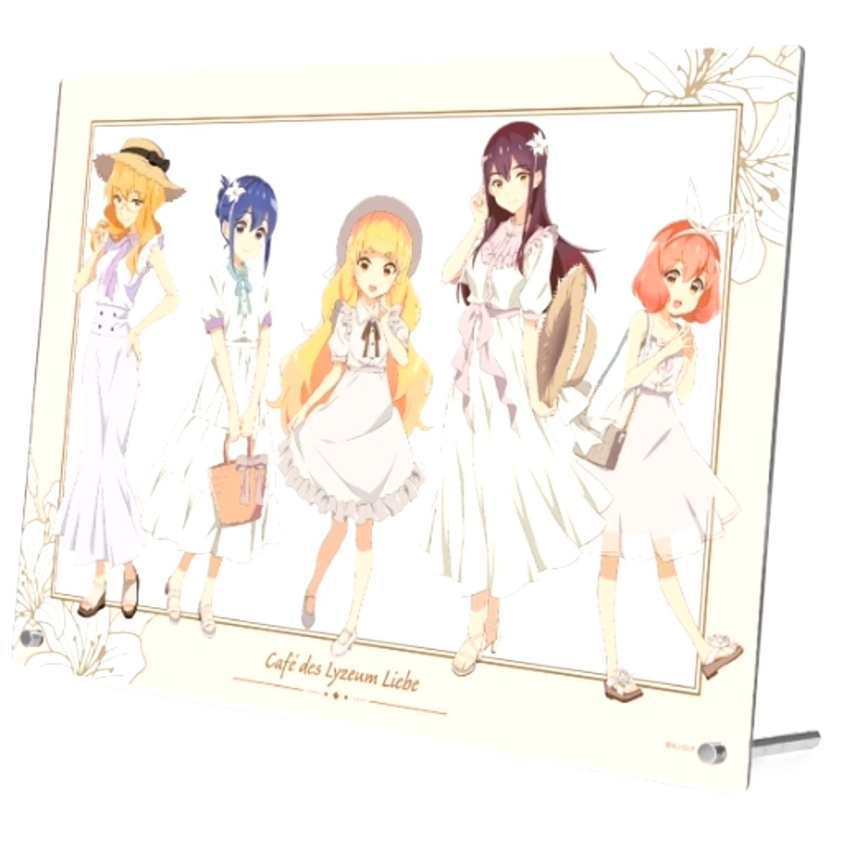 Group White Dress Ver. Yuri is My Job! Illustration A4 Acrylic Panel [USED]