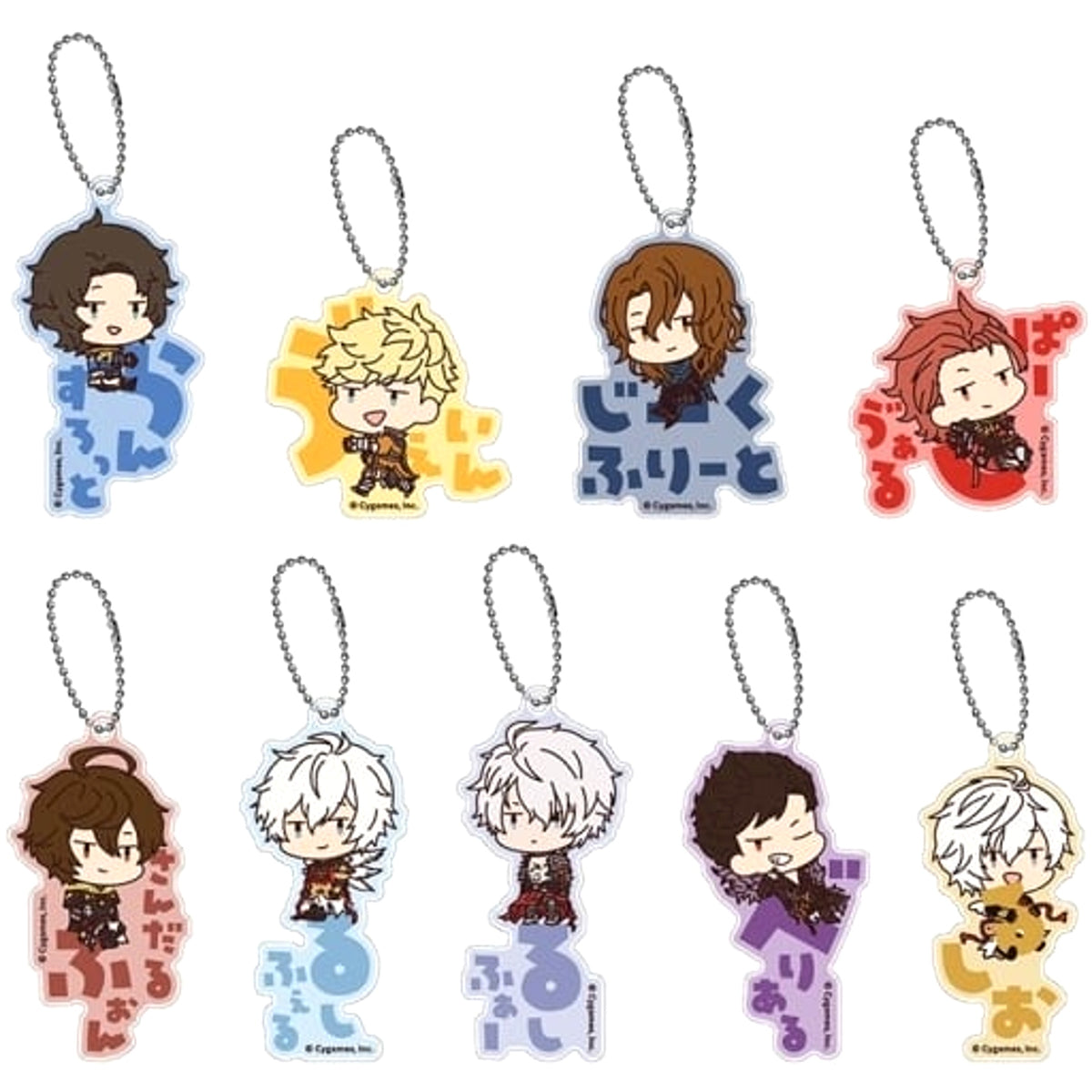 Granblue Fantasy Lancelot & Others Onamae Pitanko Acrylic Keychain All 9 Types Set Keychains [USED]