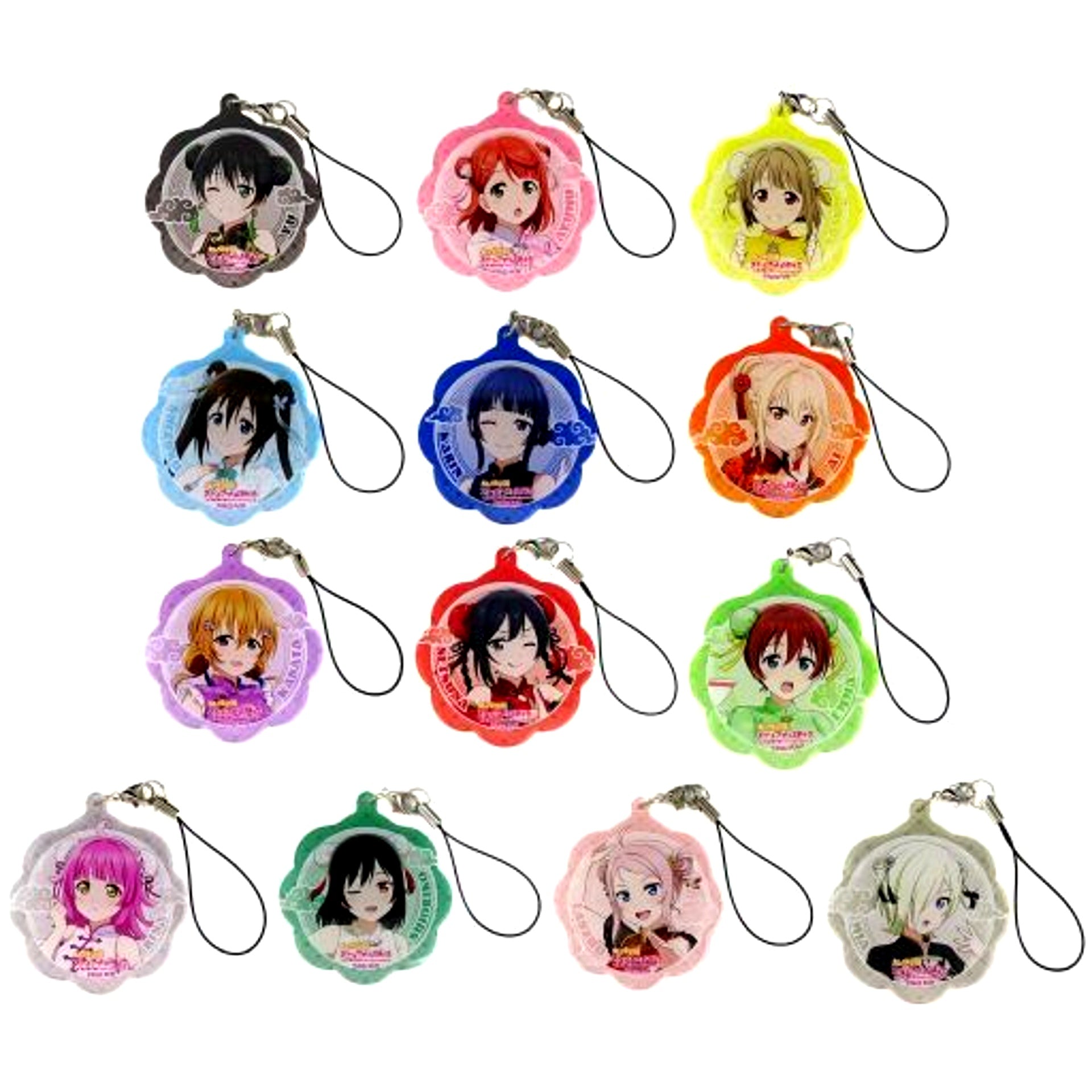 Set of 13 China Dress Love Live! Nijigasaki High School Idol Club x Aqua City Odaiba TOKIMEKI Summer Fes Acrylic Charm Strap [USED]