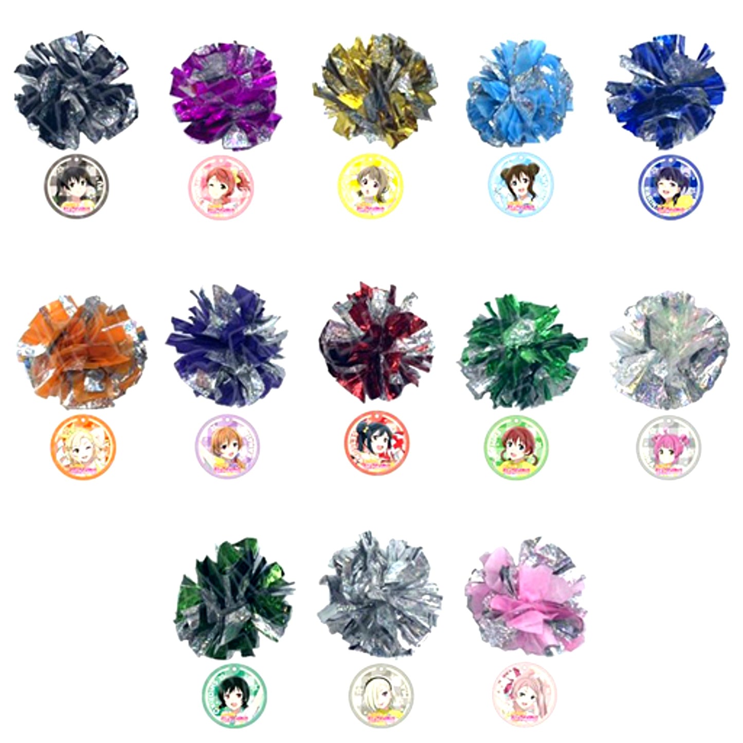 Set of 13 Love Live! Nijigasaki High School Idol Club Pom Pom Keychain Cheer Ver. [USED]