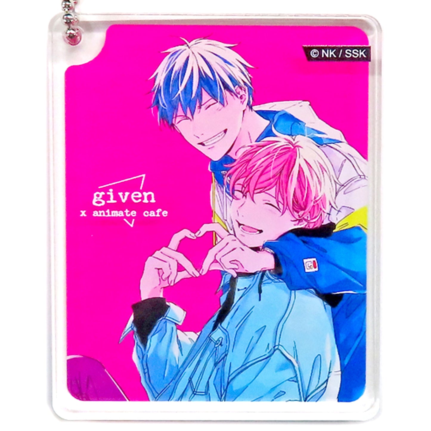 Ritsuka Uenoyama & Mafuyu Sato Pink Background Given x animate cafe Business Trip Edition CoLotta Trading Acrylic Plate Keychain [USED]